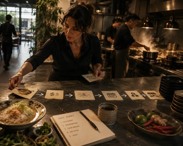 A restaurant owner is investigating hidden gaps between restaurant discovery and dining.